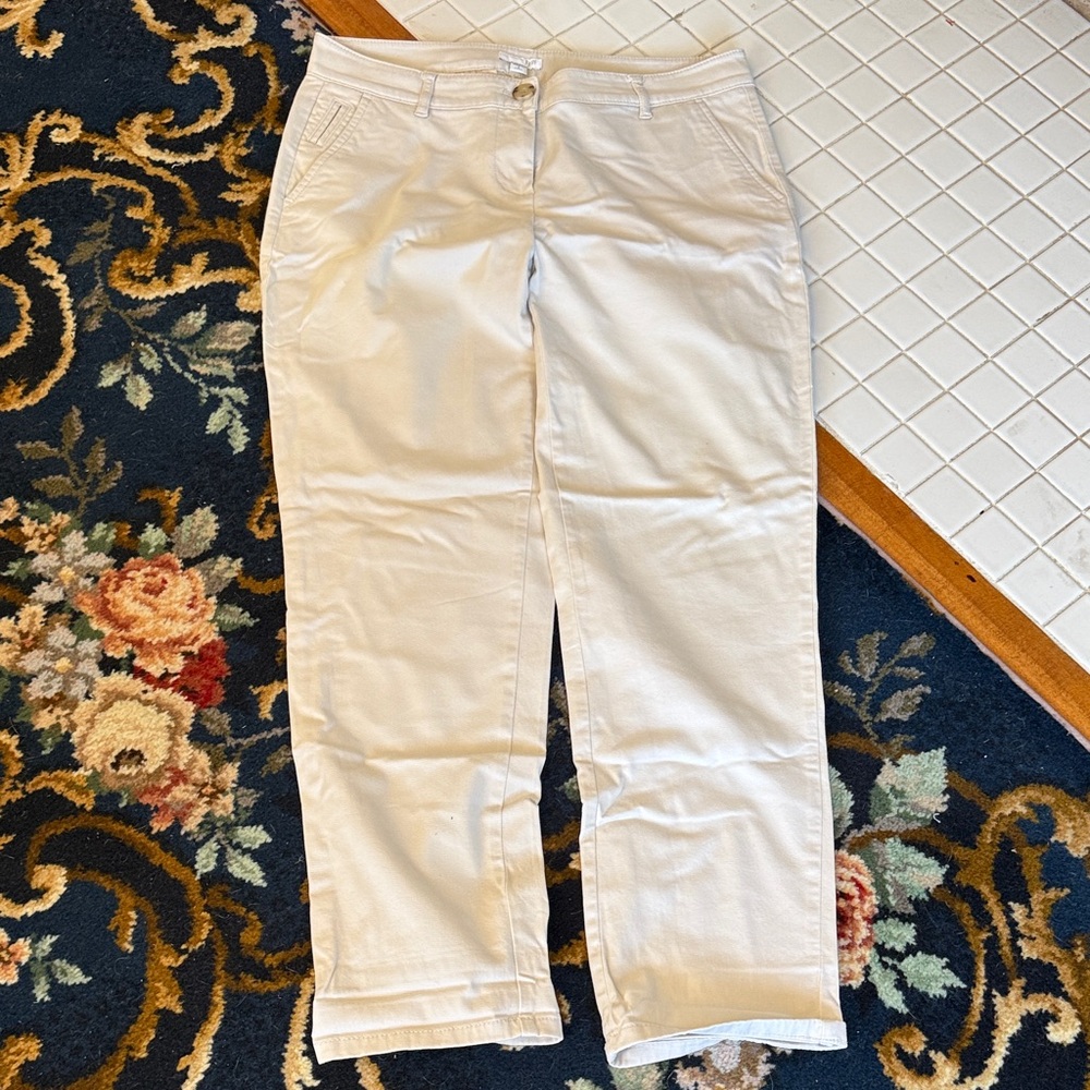 J. Jill Women's Light Cream Straight Leg pants-worn‎ a few times